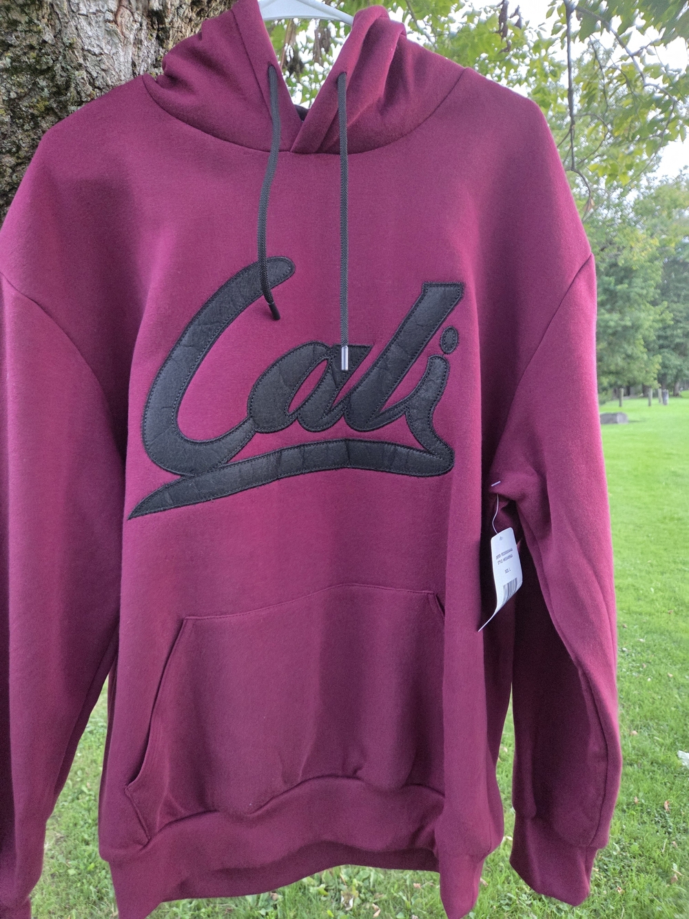 Original Deluxe Maroon Hoodie with Black Cali Script - Men's Sweater